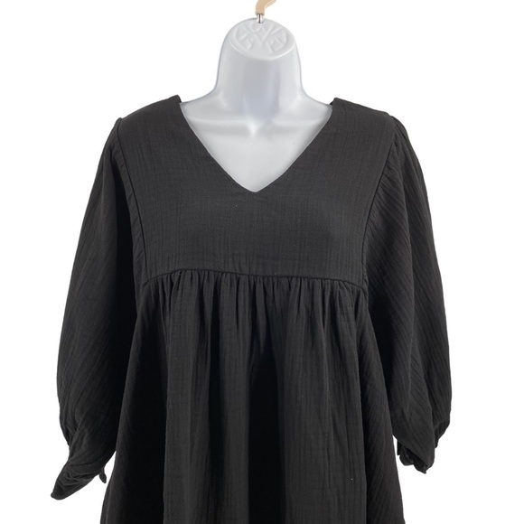 Pomander Place NEW Black Gauze Millie Swing Casual Relaxed Fit Mini Dress Size M - Picture 4 of 11